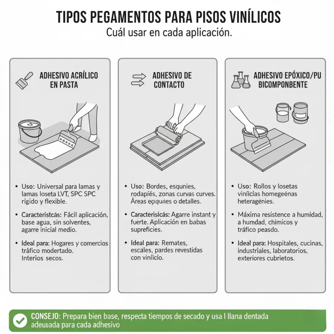 Tipos de pegamentos para pisos vinílicos: cuál usar en cada aplicación