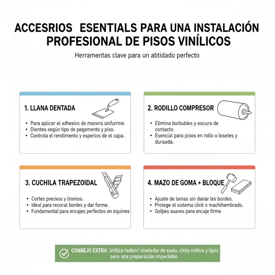 Accesorios esenciales para una instalación profesional de pisos vinílicos